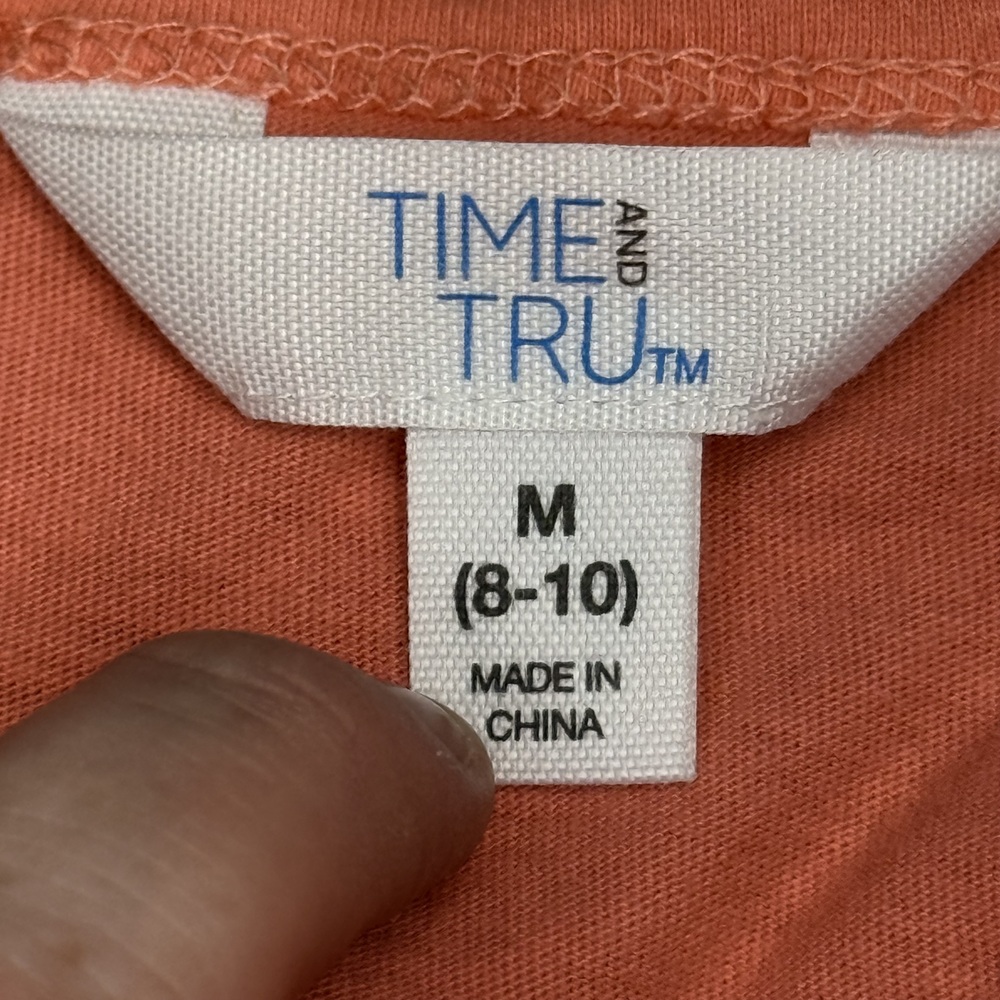Time and Tru Girls Tiered T-Shirt Dress M 8-10 Coral Pockets - Picture 3 of 9